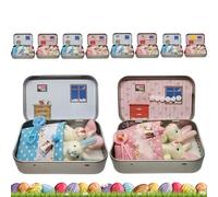 10 Pack Easter Bunny in Tin Box, Bunny Stuffing Doll Toy, Pocket Hug Bunnies Doll for Kids, Cute Easter Basket Fillers Gift for Children Friends