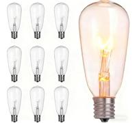 10 Pack Edison Replacement Light Bulbs,7watt E17 Candelabra Screw Base ST40 Replacement Clear Glass Light Bulbs for Outdoor Patio ST40 String Lights, Warm White Light