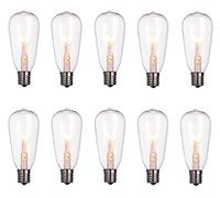 10 Pack Edison Replacement Light Bulbs for Outdoor String Lights, ST40 7W E17 Base Clear Glass Incandescent Bulbs Waterproof for Patio Backyard Bistro Cafe Garden Decorations, Warm White 2200K