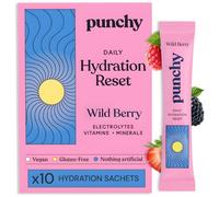 10 Pack Electrolytes Sachets - Fast Absorbing Hydration Sachets - Rehydration Sachet Packed with Vitamins - No Artificial Sweeteners or Preservatives - Wild Berry Electrolytes Powder by Punchy