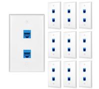 10 Pack Ethernet Wall Outlet Plate Cat6 2port Panel Coupler Rj45 Jack Keystone Box Network 2 port Double Connector Internet Female to Female Faceplate