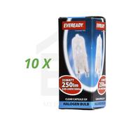 10 Pack Eveready G9 Halogen Capsule Dimmable Bulb 25W Clear UV Stop
