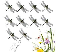10 Pack Fake Dragonfly Clips, 3D Fake Dragon Flies with Clip，Realistic Dragonfly Hanging Garden Decor,Outdoor Ornament for Patio, Plants, Camping & Yard, Durable Decoration (Black)