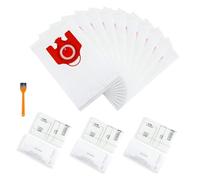 10 Pack FJM Vacuum Bags Compatible With Miele FJM,Miele Hoover Bags C1, S241, S290, S300i, S500, S700, S4, S6,S4000 and S6000 Series with 3 Set Air Clean Filter and 1 Cleaning Brush