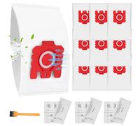 10 Pack FJM Vacuum Cleaner Bags 3D Efficiency Compatible with Miele Hoover Dust Bag for Complete C1, Compact C1, Compact C2, S6 S4 Series with 3 Motor Protection & 3 Exhaust Filters 9917710 10123220