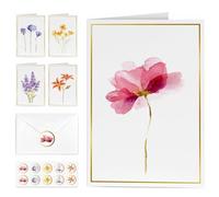 10 Pack Floral Blank Cards and Envelopes Set with Stickers 5 Assorted Watercolor Designs 4x6 Inch Note Cards for Birthday Sympathy Thank You Greetings All Occasions