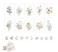 10 Pack Floral Blank Cards and Envelopes Set with Stickers 5 Assorted Watercolor Designs 4x6 Inch Note Cards for Birthday Sympathy Thank You Greetings All Occasions (Style 2)