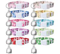10 Pack Floral Goat Collars with Bells Adjustable Grazing Collar with Copper Bells Anti-Lost Loud Bronze Bell for Farm Animals Sheep Cows Goats Accessories