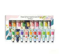 10 Pack Flower&Fruit Hand Cream Gift Set,Fragrant Hand Foot Day Night Cream Moisturizer,Mini Hand Cream Pack,Vegan Friendly and Cruelty Free,Gifts For Women Mother Teacher Corworkers Birthday Party
