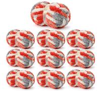 10 Pack Fluffy Chunky Chenille Yarn for Crocheting, Jumbo Chunky Blanket Yarn for Hand Knitting, 240yds/70.5oz Super Bulky Variegated Baby Blanket Yarn(White-Grey-Orange)