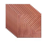 10 Pack Fluted Line Effect 3D Wall Panels, 30x30cm/12"x12" PVC Sound Proofing Panels Self-Adhesive Wallpaper For Ceiling Door Wall Decoration Wall Covering, Thickness 0.22" (Redwood)