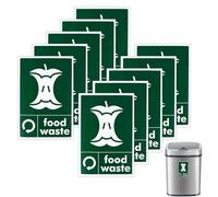 10 Pack Food Waste Sticker 100x150mm Vinyl Food Waste Recycling Sign for Bins Adhesive Waterproof Kitchen Recycling Bin Stickers for Home Office Indoor Outdoor