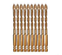 10 Pack Four Blade Serrated Eccentric Drill Bits with Alloy Steel Construction for Accurate and Efficient Drilling in Tough Materials like Concrete and Brick (6mm)