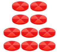 10 Pack Front Reflector Round Reflector for Driveway Fence Gate Posts Trailers Safety Reflectors Automobiles Boats Mailboxes Reflector with Center Mounting Hole (Red)