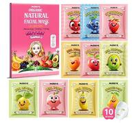 10 Pack Fruit Face Mask Set for Girls & Teens, Hydrating Kids Sheet Facial Mask with Natural Fruit Extracts, Gentle for Sensitive Skin, Skincare Gift Set for Spa Party & Birthday, Daily Care