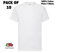 10 Pack Fruit of the Loom White T Shirts 100% Cotton Plain Tee Top T-Shirt New