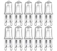 10 Pack G9 Halogen Bulbs for Wax Burner Bulbs 33W 220-240V Dimmable Small Light Bulbs 2 Pin Wax Melt Lamps 3500K Warm White Light Clear Capsule, No Strobe, No Flicker