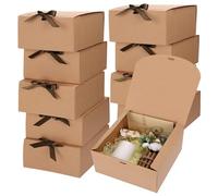 10 Pack Gift Boxes with Lids - 16.5 * 16.5 * 5cm Cardboard Gift Box, Gift Box for Presents Bridesmaid Proposal Box for Wedding Birthday Christmas Party Present (Brown)