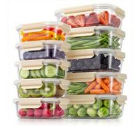 [10 Pack] Glass Food Storage Containers with Airtight Lids, Meal Prep Containers, Storage Container Set with Bpa-free Lid for Food, Lunch Bento Box, Microwave, Oven, Freezer and Dishwasher