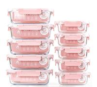 [10 Pack] Glass Meal Prep Containers, Food Storage Containers with Lids Airtight, Glass Lunch Boxes, Microwave, Oven, Freezer and Dishwasher Safe