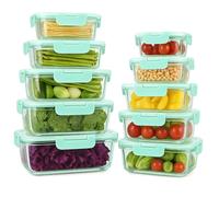 10-Pack Glass Meal Prep Containers with Lids - Airtight Leak-Proof Food Storage Containers - BPA-Free Portion Control Lunch Containers - Microwave, Oven, Freezer & Dishwasher Safe