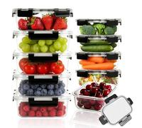 10 Pack Glass Storage Containers with Lids, Reusable Glass Meal Prep Containers for Lunch,1050ml & 370ml Pantry Organizers and Storage,Glasses Lunch Boxes with Lid for Freezer/Oven Safe, Leak Proof