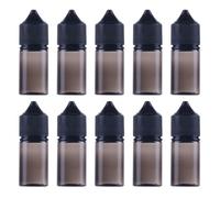 10 Pack Gorilla Chubby Unicorn PET V3 Bottles With Leak-proof Childproof Tampering Caps,Squeeze Dropper Bottle Dispenser for Liquids Mixing DIY (Transparent Black,30ml Short Chubby Style)
