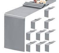 10 Pack Grey Table Runner,Satin Table Runners, 12 x 72 Inch Silk Table Runners for dining Table,Grey Table Runners for Wedding,Birthday Banquets Engagements Party Decoration