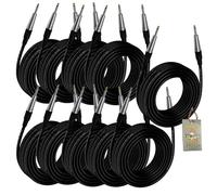 10 Pack Guitar Instrument Music Cables 1/4" 20' FT Cord by Griffin Pro-Audio Lot
