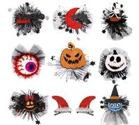 10 Pack Halloween Hair Clips - Spooky Ghost/Pumpkin/Bat Hairpins with Mesh, Perfect for Adults & Kids, Halloween Party Favors, Costume Accessories & Gift