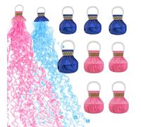 10 Pack Hand Throw Streamers Poppers,Blue Pink Hand Throw Crepe Paper Streamers for Party.Pastel Blue Pink Streamers Poppers with 30 Poppers Ribbons,No Mess Confetti for Birthday Baby Shower
