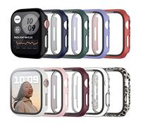 10 Pack Hard Case for Apple Watch Series 6/5/4/SE 44mm with Built-in Tempered Glass Screen Protector,JZK Thin HD Hard PC Bumper Full Coverage Bubble-Free Cover for iWatch 44mm Accessories