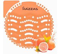 10-pack Hazzas Orange Fresh-Scented Urinal Screen Deodorizer Mats. Infused with lasting scents, these mats serve as effective odour fresheners. Perfect for use in bathrooms, restrooms, and offices