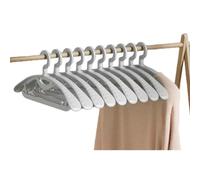 10 Pack Heavy Duty Plastic Hangers 360 Degrees Rotate Plastic Clothes Hanger Clothes Hanger Wide Shoulder Non Slip Thick Coat Hanger with Suit Trouser Bar and Lips Grey2