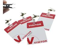 10 Pack - Heavy Duty Visitor Badges with Clips - Reusable & Re-Writable - Durable PVC Plastic Printed Guest Name Badge Pass for Visitors with Clothing Friendly ID Holder Clip, by Specialist ID