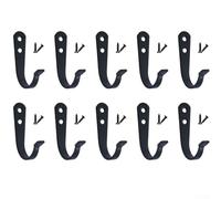 10 Pack Heavy Duty Wall Hooks Coat Hanger For Bathroom Kitchen Garage Closet Towel Backpack Tool Storage Organizer With Screws And Anchors Rust Resistant Finish Holds 40 Lbs Each Unit(Black)