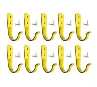 10 Pack Heavy Duty Wall Hooks Coat Hanger For Bathroom Kitchen Garage Closet Towel Backpack Tool Storage Organizer With Screws And Anchors Rust Resistant Finish Holds 40 Lbs Each Unit(yellow)