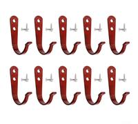 10 Pack Heavy Duty Wall Hooks Coat Hanger For Bathroom Kitchen Garage Closet Towel Backpack Tool Storage Organizer With Screws And Anchors Rust Resistant Finish Holds 40 Lbs Each Unit(red)