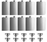 10 Pack Hip Flask for Men, 8 oz Portable Stainless Steel Liquor Flask Leakproof Drinking Pocket Flask with 10 Funnel for Storing Drinks and Liquor(Silver)