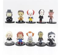 10 Pack Horror Movie Character Action Figure Cake Topper It Pennywise Chucky Model Doll Toys Decorations Halloween Kids Gifts