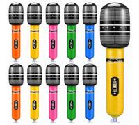 10 Pack Inflatable Microphone, Large Size Blow Up Microphone Props for 80s 90s Musical Themed Party Favors