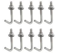 10 Pack J Hook Roofing Bolts M6 304 Stainless Steel Long Shank Roof Concrete Anchor Bolt with Hex Nut and Washer (M6x140mm)