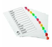 [10 Pack] Jan-Dec Monthly White Hole Punched Card Index Dividers (1)