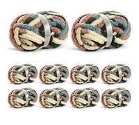 10 Pack Jumbo Chunky Yarn for Hand Knitting, Fluffy Chunky Chenille Yarn for Crocheting, Variegated Chunky Knit Baby Blanket Yarn, 240 yds /70.5 oz Super Bulky Yarn（Apricpot Green）