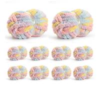 10 Pack Jumbo Chunky Yarn for Hand Knitting, Fluffy Chunky Chenille Yarn for Crocheting, Variegated Chunky Knit Baby Blanket Yarn, 240 yds /70.5 oz Super Bulky Yarn（Macaron）