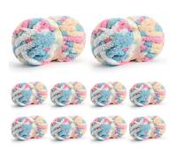 10 Pack Jumbo Chunky Yarn for Hand Knitting, Fluffy Chunky Chenille Yarn for Crocheting, Variegated Chunky Knit Baby Blanket Yarn, 240 yds /70.5 oz Super Bulky Yarn（Candy）