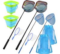 10-Pack Kids Fishing Net Set, Landing Net with Bucket, Bug Catcher, Storage Backpack,Outdoor Gear for Toddlers at Lake, Pond or Garden(Blue)