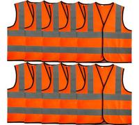 10 Pack Kids Hi Vis Vests with Reflective Strips Child High Vis Vest Bulk Children Hi Visibility Safety Vest for Girls Boys Outdoor Activities, Orange (M, 7-9 years(120-130 cm))