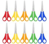 10 Pack Kids Scissors for School, 5" Small School Student Pointed-Tip Craft Scissors Stainless Steel Blades Comfort Grip Safety Scissor Bulk for Classroom Teacher Scrapbooking, Art Craft Supplies