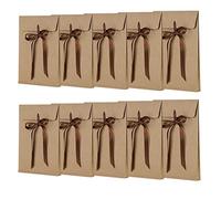 10 Pack Kraft Paper Envelopes with Ribbon Bow - Large Gift Box Present Bag for Christmas, Party, Thanksgiving, Birthday, Wedding, Baby Shower, Bridal Shower - 27x18x2.6cm